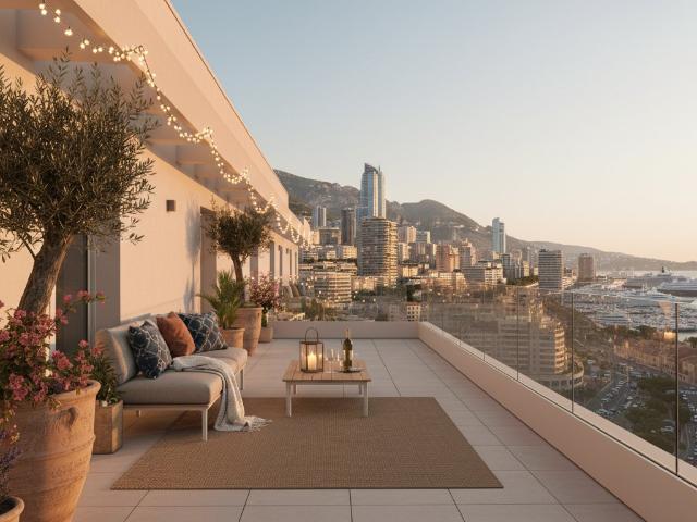 UNIQUE 4 PIECES AVEC SA SPLENDIDE TERRASSE DE 50M² AVEC VUE DEGAGEE SUR MONACO ET LA MER 4 pièces, 85 m²