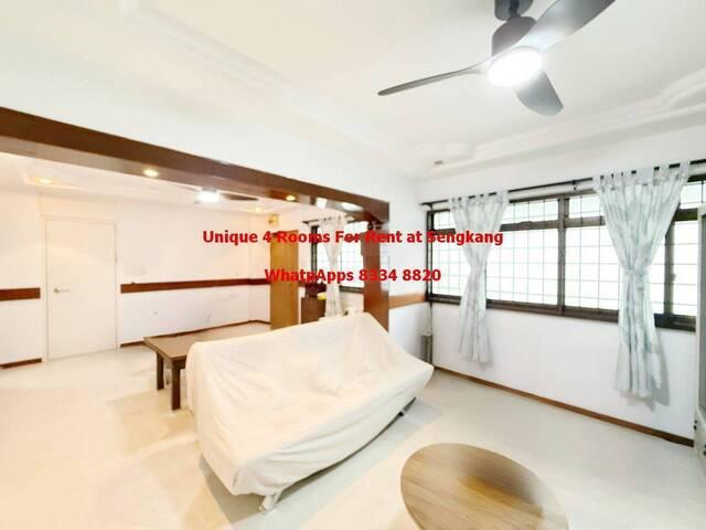 Unique 4 Rooms HDB For Rent at Sengkang