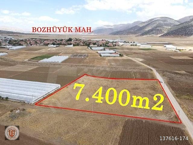 UYAROĞLU EMLAK'dan BOZHÜYÜK MAH. 7400m2 KÖY MERKEZİNDE TARLA