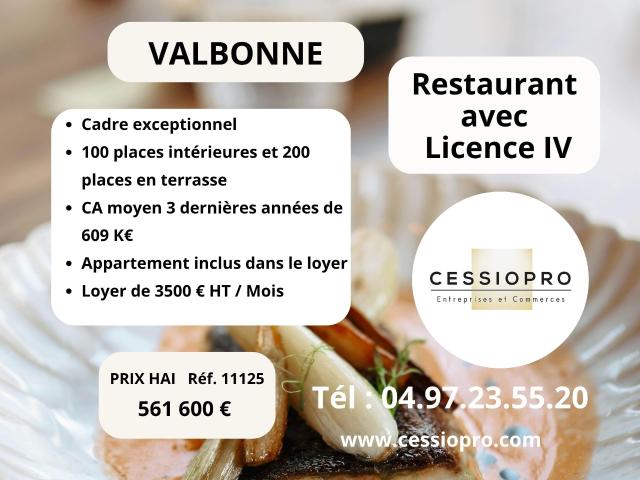 Valbonne Sophia Antipolis Restaurant avec licence 4 au cadre exceptionnel