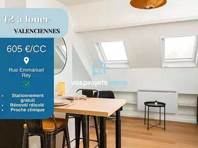 Valenciennes 59300 Location appartement 2 pièces t2 au dernier étage