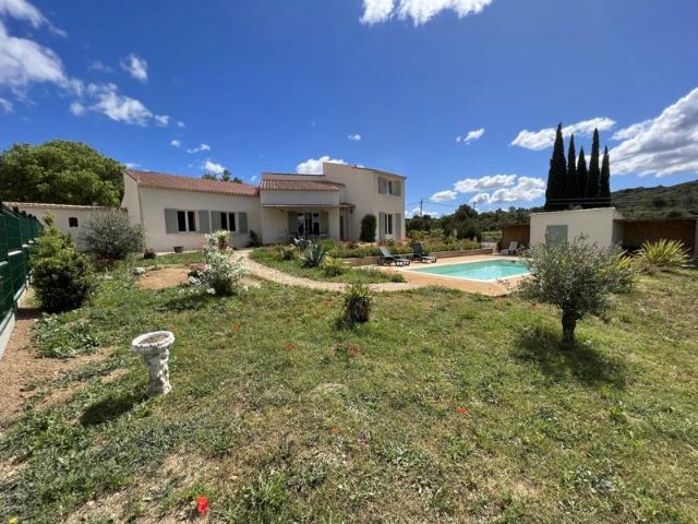 Valliguières, villa 138m² sur 1610m², 4chs, piscine et garage