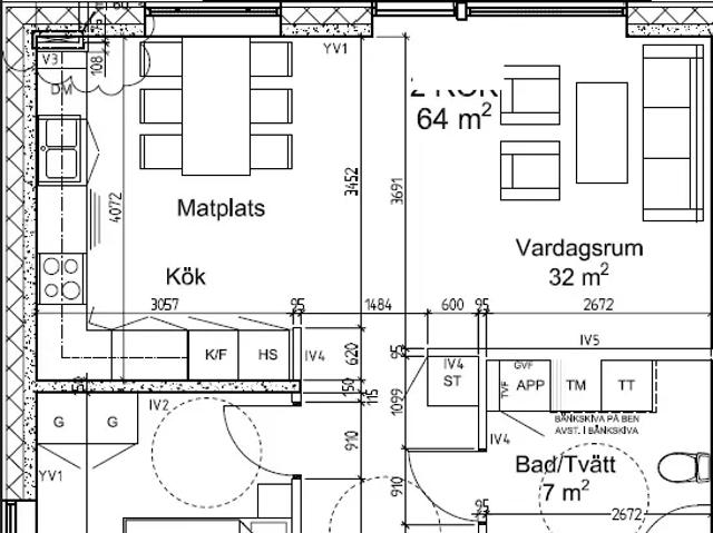 Välplanerad 2: a med uteplats och småhuskänsla på V 64 m² 8 721 kr
