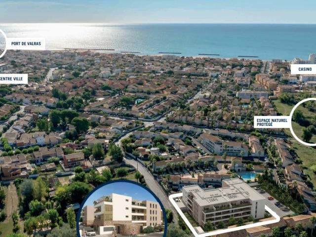 Valras Plage. T4 de 85 m². Le privilège du plain pied avec une terrasse Sud de 33 m² face au parc