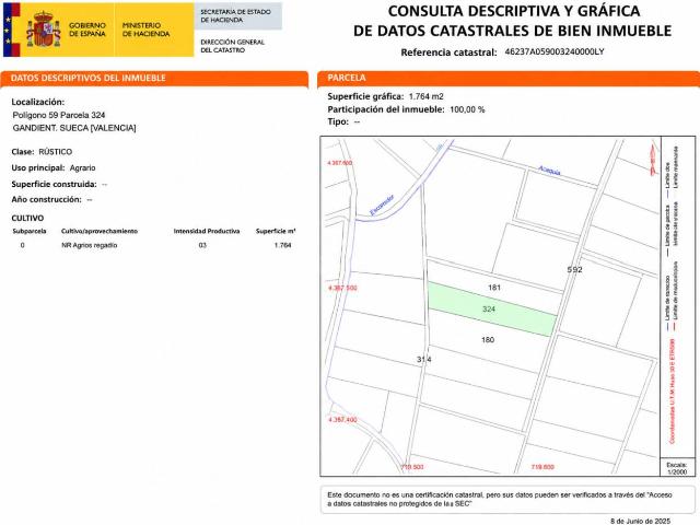 Venta de terreno cultivable en Sueca