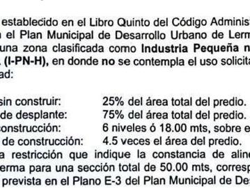 VENTA DE TERRENO EN ZONA INDUSTRIAL DE LERMA