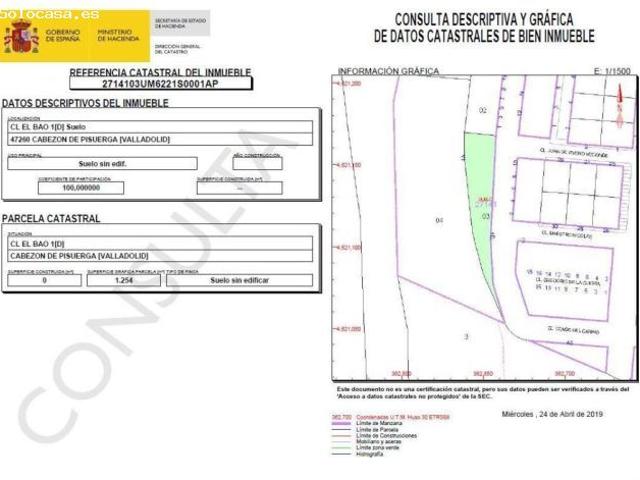 VENTA DE SOLAR DOTACIONAL EN CABEZON DE PISUERGA