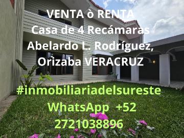 VENTA ò RENTA Casa de 4 Recámaras en Abelardo L. Rodríguez, Orizaba VERACRUZ