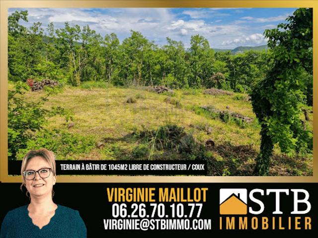 Vente Terrain constructible 1045 m2 Coux