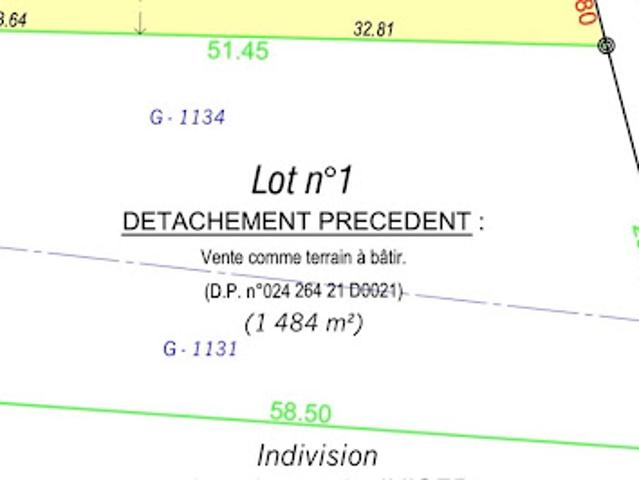 Vente Terrain constructible 1484 m2 Ménesplet
