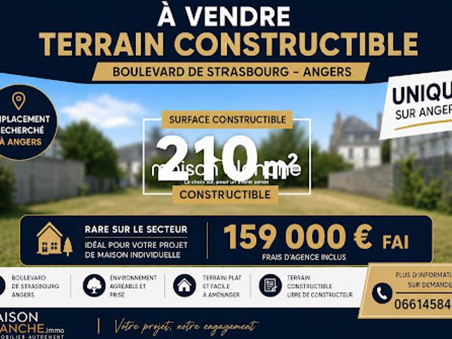 Vente Terrain constructible 210 m2 Angers