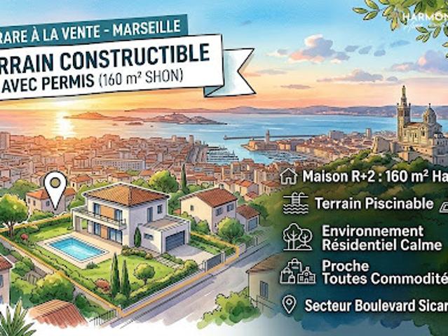 Vente Terrain constructible 284 m2 Marseille 8ème