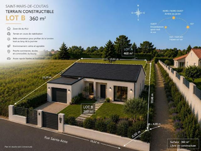 Vente Terrain constructible 360 m2 Saint Mars de Coutais