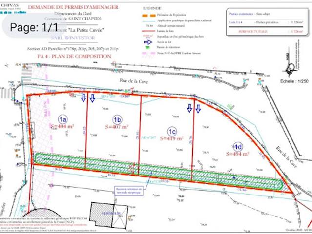 Vente Terrain constructible 419 m2 Saint Chaptes