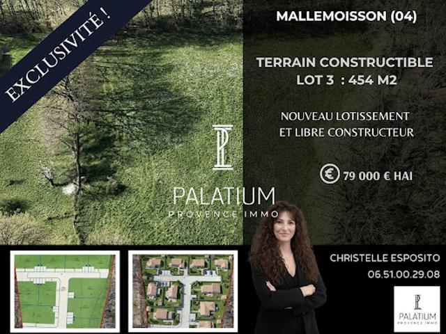 Vente Terrain constructible 454 m2 Mallemoisson