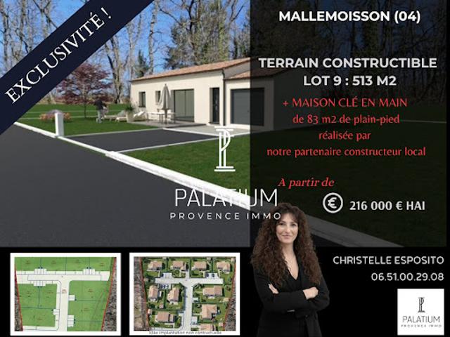 Vente Terrain constructible 513 m2 Mallemoisson