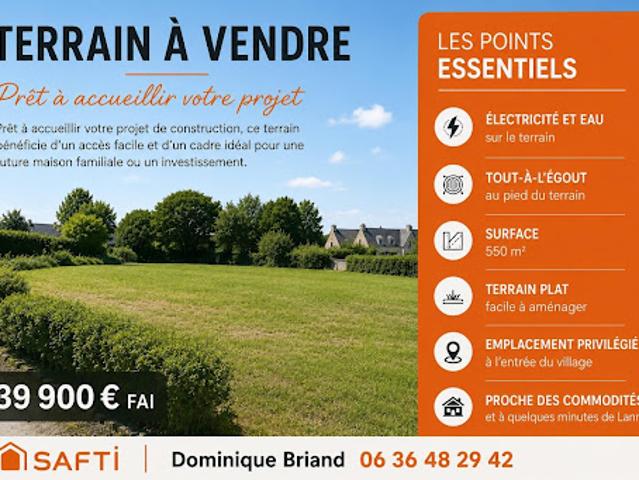 Vente Terrain constructible 550 m2 Caouënnec Lanvézéac