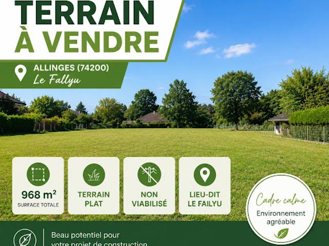 Vente Terrain constructible 968 m2 Allinges