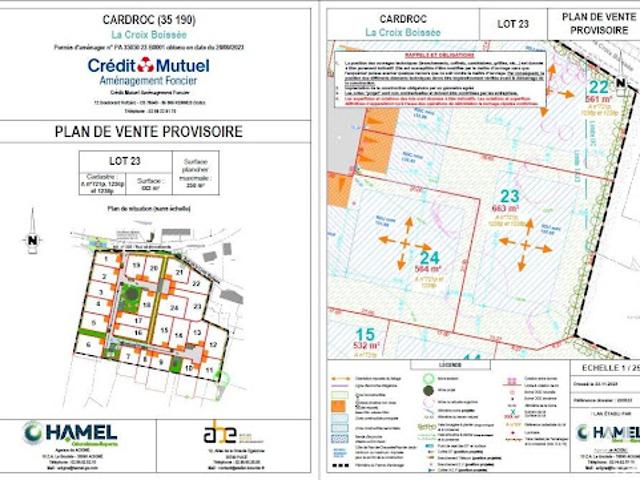 Vente Terrain 663 m2 Cardroc