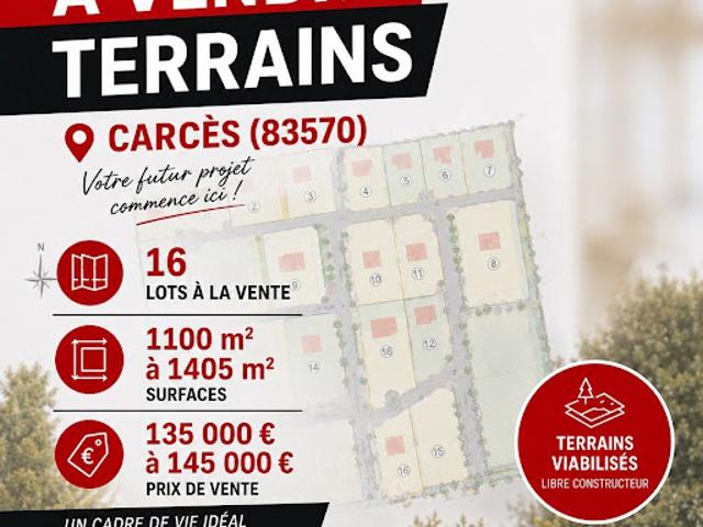 Vente Terrain 1411 m2 Carces