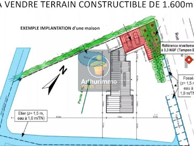 Vente Terrain 1600 m2 Bouin