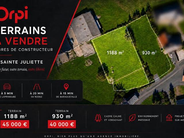 Vente Terrain 1188 m2 Sainte Juliette sur Viaur