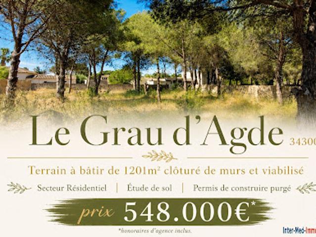 Vente Terrain 1201 m2 Grau d'Agde