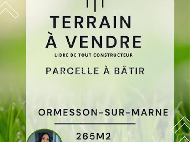 Vente Terrain 265 m2 Ormesson sur Marne