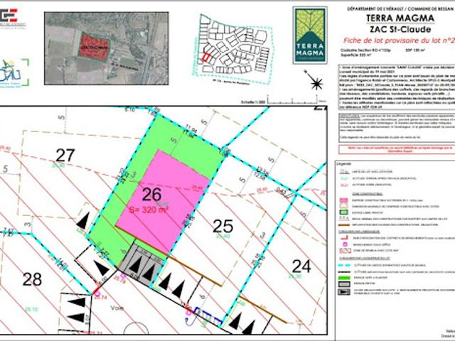 Vente Terrain 320 m2 Bessan