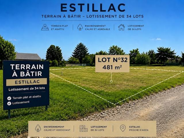 Vente Terrain 481 m2 Estillac