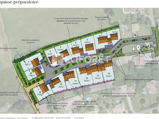Vente Terrain 550 m2 Pons