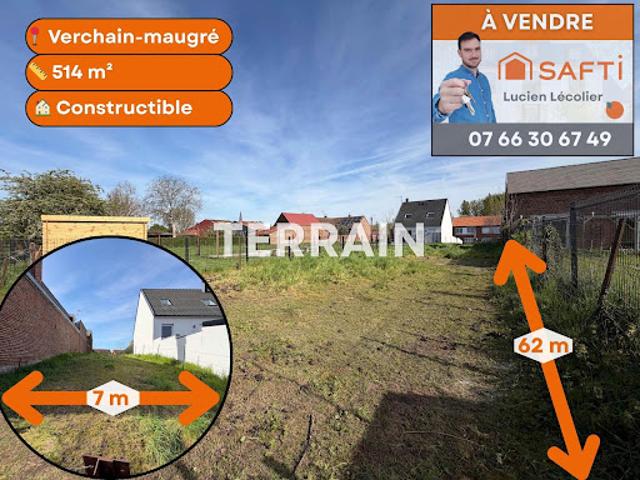 Vente Terrain constructible 514 m2 Verchain Maugré