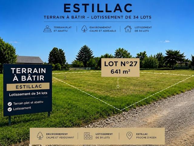 Vente Terrain 641 m2 Estillac