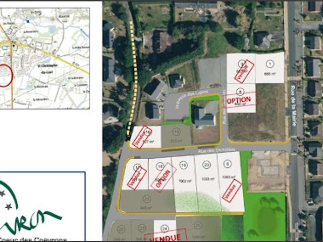 Vente Terrain 665 m2 Saint Christophe du Luat