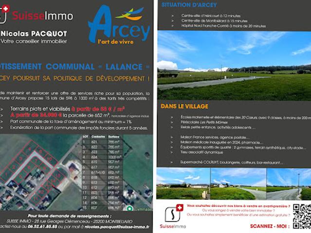 Vente Terrain 754 m2 Arcey