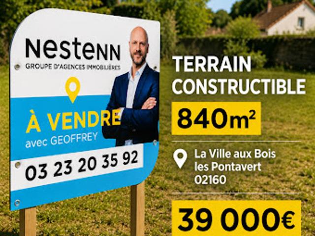 Vente Terrain 840 m2 La ville aux bois les pontavert