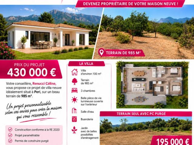 Vente Terrain 985 m2 Peri