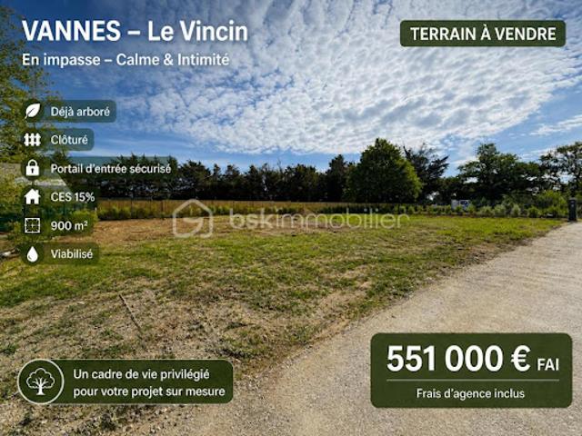 Vente Terrain 900 m2 Vannes
