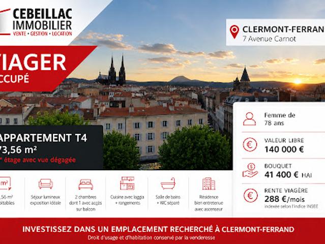 Vente Viager 3 pièces 73.56 m2 Clermont Ferrand