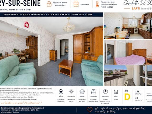 Vente Appartement 4 pièces 73 m2 Ivry sur Seine
