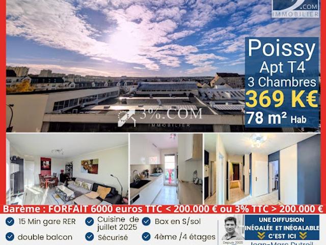 Vente Appartement 4 pièces 78 m2 Poissy