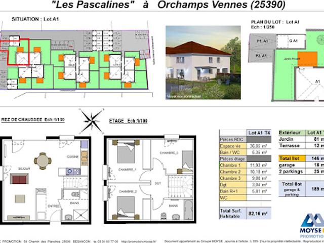 Vente Appartement 4 pièces 82.16 m2 Orchamps Vennes