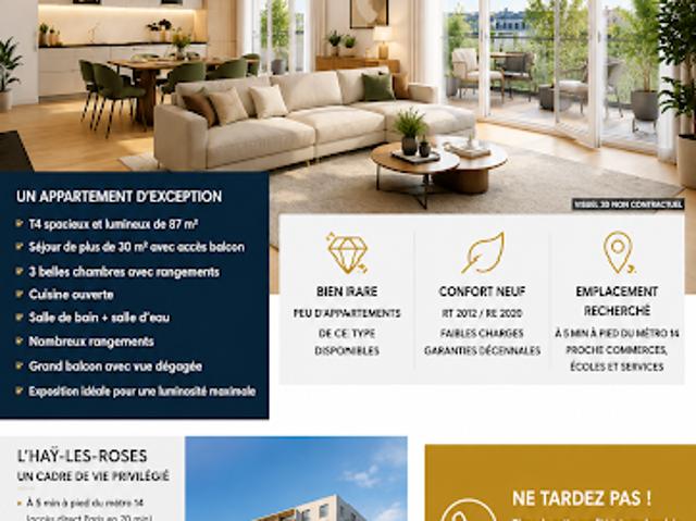 Vente Appartement 4 pièces 87 m2 L'hay les roses