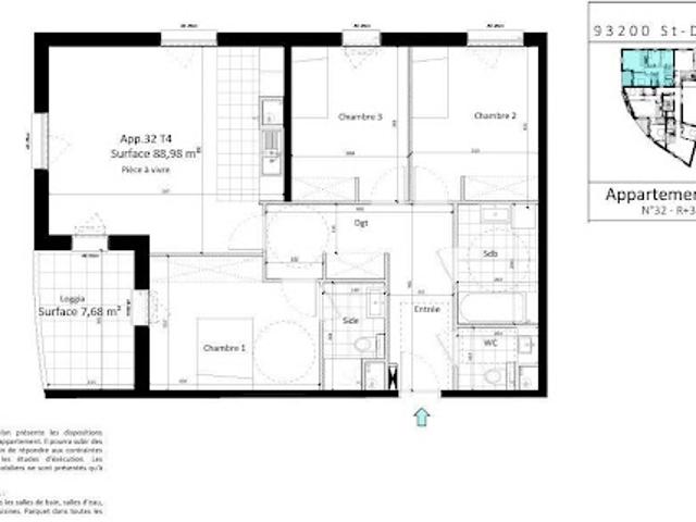 Vente Appartement 4 pièces 89 m2 Saint Denis