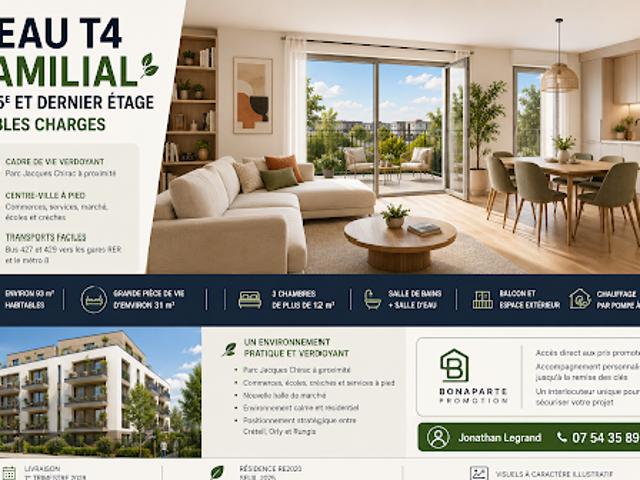 Vente Appartement 4 pièces 93 m2 Valenton