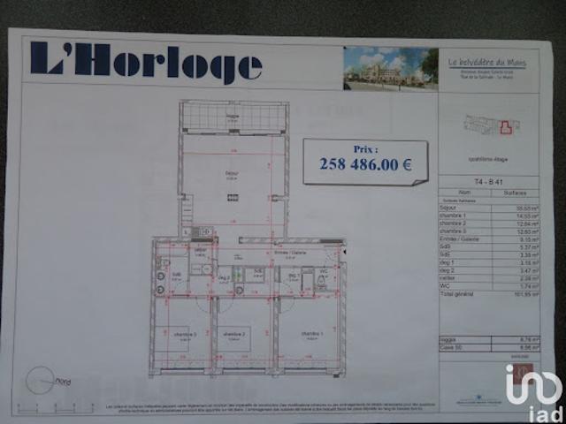 Vente Appartement 4 pièces 101 m2 Le Mans