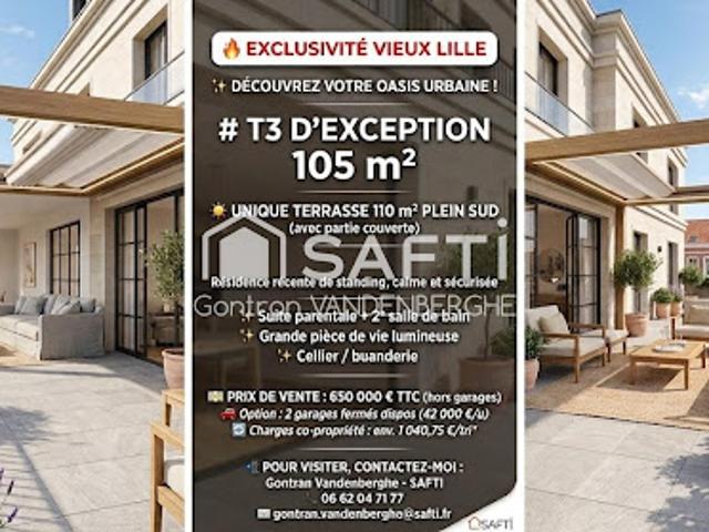 Vente Appartement 4 pièces 105 m2 Lille