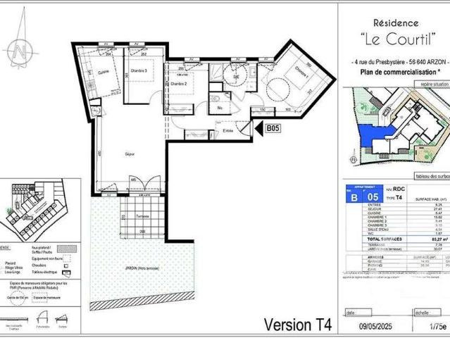 Vente appartement 4 pièces Arzon 56
