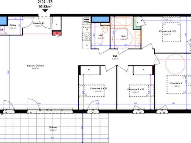 Vente Appartement 5 pièces 99 m2 Bourg en Bresse
