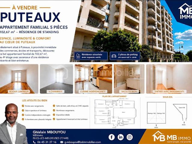 Vente Appartement 5 pièces 102.67 m2 Puteaux